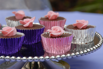 fairy cakes rose silver platter